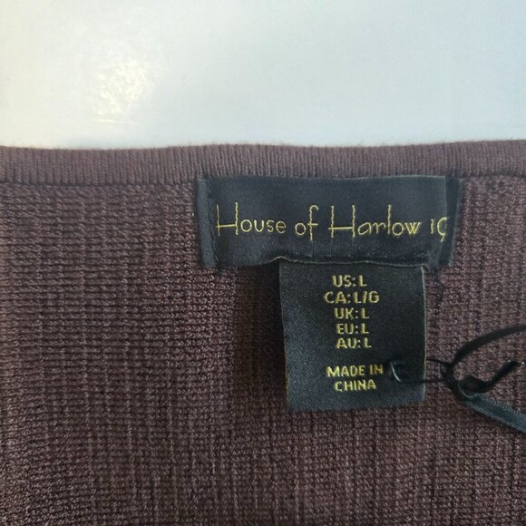 NWT House of Harlow 1960 Ribbed Bodycon Mini Dress Dark Brown Sz Large - Picture 8 of 10